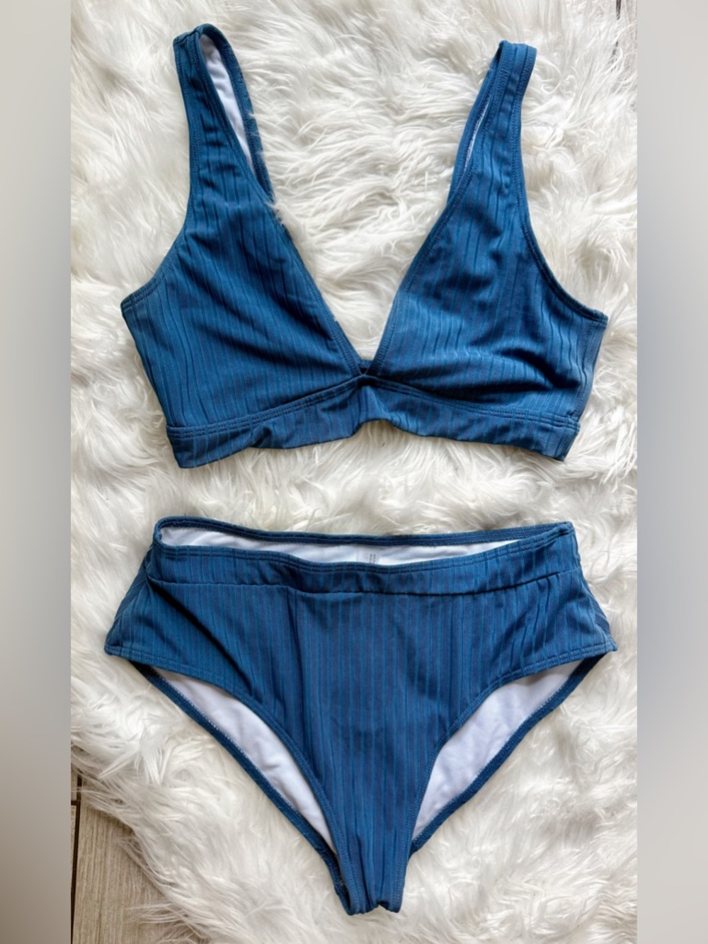 Textured Teal Ribbed Bikini Bottoms